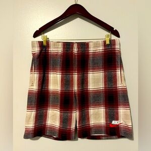 Men’s Supreme Nike SweatShorts, red plaid.  New condition